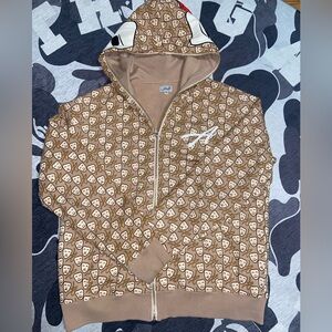 Asaali 1st Beige All Over Print White Leather Mask Hoodie
Size XL